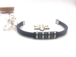 Lotusarmband für Herren aus blauem IP-Stahl