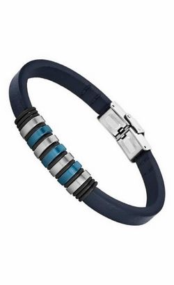 Pulsera lotus para hombre en acero Ip azul