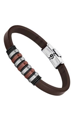 Pulsera lotus para hombre en acero Ip marrón