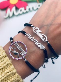 Pulsera Lotus Silver Mama Strass Nylon