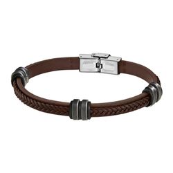 Pulsera Lotus Style LS1829 en acero con piel marrón