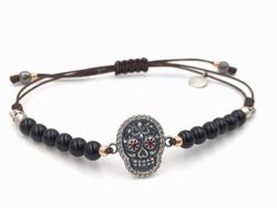 Pulsera de plata con calavera mejicana