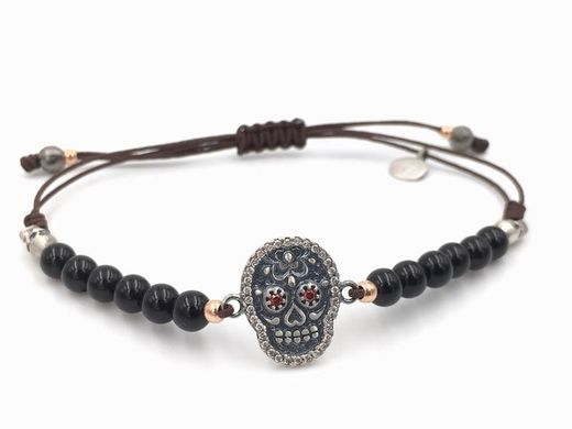Pulsera de plata con calavera mejicana
