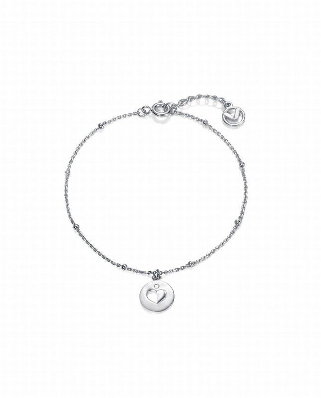Pulsera de plata con corazon tipo moneda