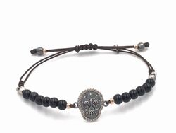 Pulsera de plata con calavera mejicana