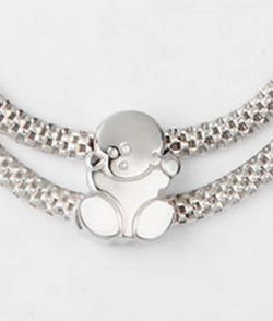 Bracelet double en argent rhodié avec bébé