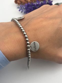 Bracelet en argent personnalisable avec deux boules