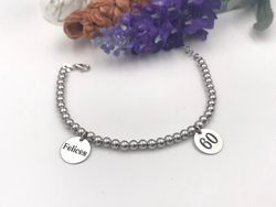 Bracelet en argent personnalisable avec deux boules