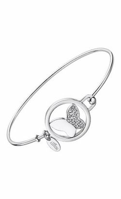 Pulsera rígida de lotus en acero con Mariposa