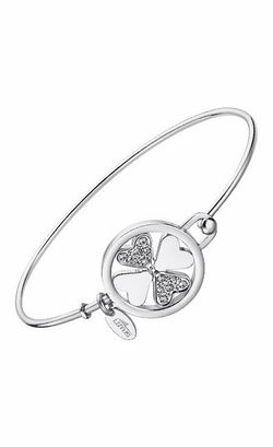 Pulsera rígida de lotus en acero con Trébol