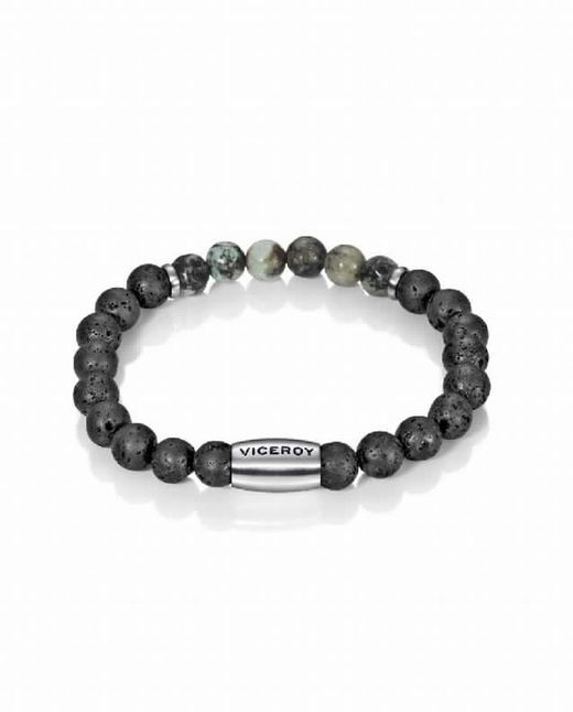 Pulsera elástica de hombre Viceroy con piedra volcánica y turquesas