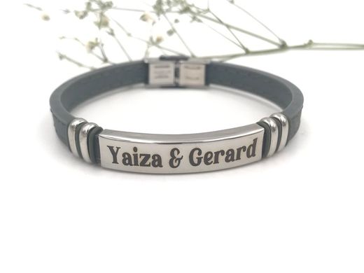 Pulsera viceroy con placa y silicona pespunteada en azul