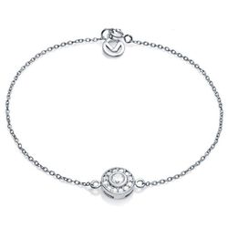 Pulsera de plata con motivo redondo de circonitas