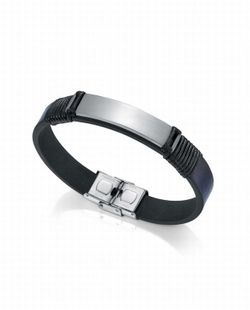 Pulsera Viceroy acero en piel azul y placa