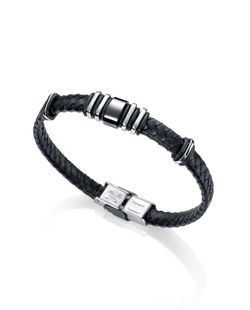 Pulsera Viceroy con cuero trenzado negro