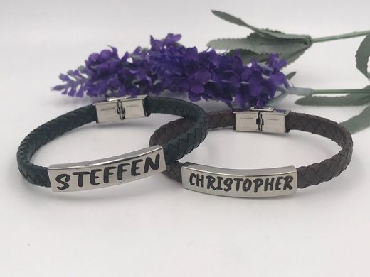 Pulsera Viceroy con placa y cuero trenzado verde