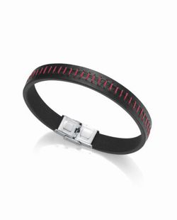 Pulsera Viceroy cuero negro con pespunte rojo