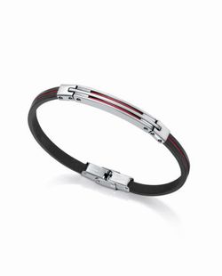 Pulsera Viceroy estrecha en cuero negro y rojo