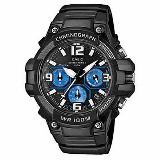 Reloj casio de hombre multifuncion con esfera negra y azul