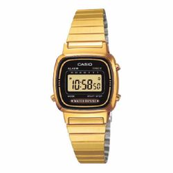 Reloj casio digital LA670 mujer vintage en chapado dorado y esfera negra