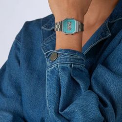 Reloj casio unisex digital espejo azul turquesa