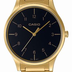 Reloj casio unisex acero Ip dorado con esfera negra