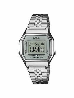 Reloj casio digital vintage mediano LA680 en plateado y esfera gris