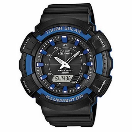 Reloj casio de hombre solar con 5 alarmas, en color negro y azul