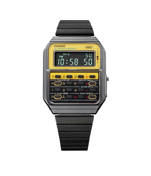 Casio Taschenrechneruhr CA-500 mit gelbem Zifferblatt
