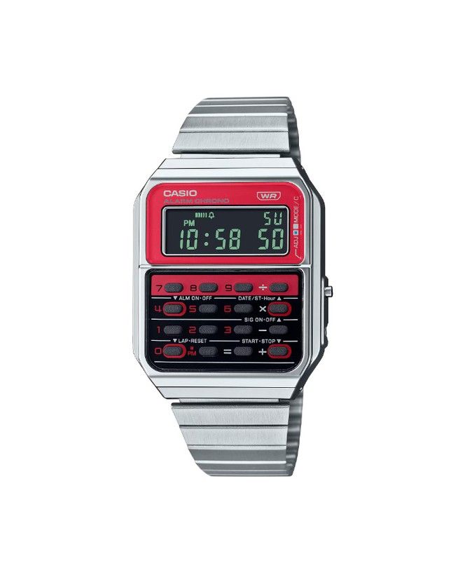 Reloj Casio Calculadora CA-500 con esfera color roja CA-500WE-4BEF