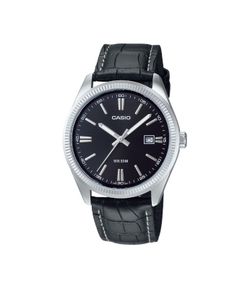 Reloj Casio Con correa de piel negra y esfera negra MTP-1302PL