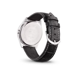 Relógio Casio com pulseira de couro preta e mostrador branco MTP-1302PL