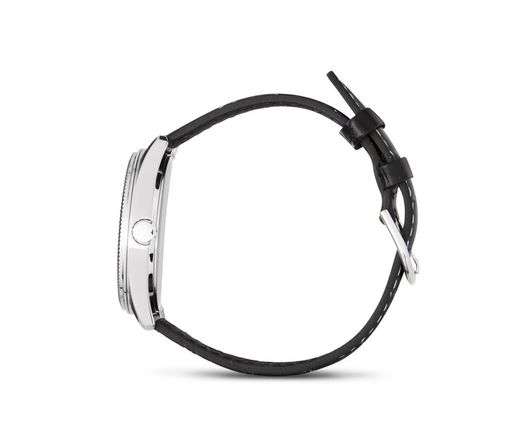Relógio Casio com pulseira de couro preta e mostrador branco MTP-1302PL