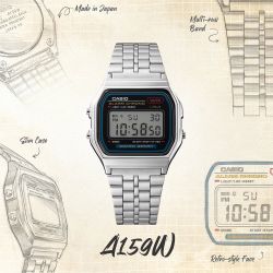 Reloj casio digital A159 unisex con cierre deslizante