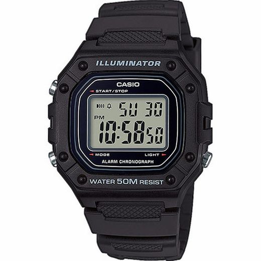 Reloj Casio digital W-218 negro para hombre con cronómetro