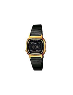 Reloj casio digital pequeño en acero Ip negro y caja dorada