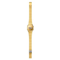 Reloj casio digital pequeño LA670 efecto espejo en acero chapado dorado