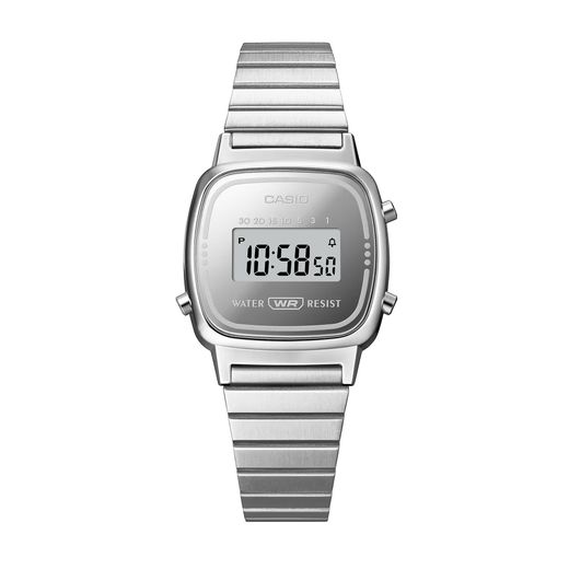 Reloj casio digital pequeño LA670 efecto espejo en acero