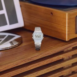 Reloj casio digital retro unisex A158 con esfera gris