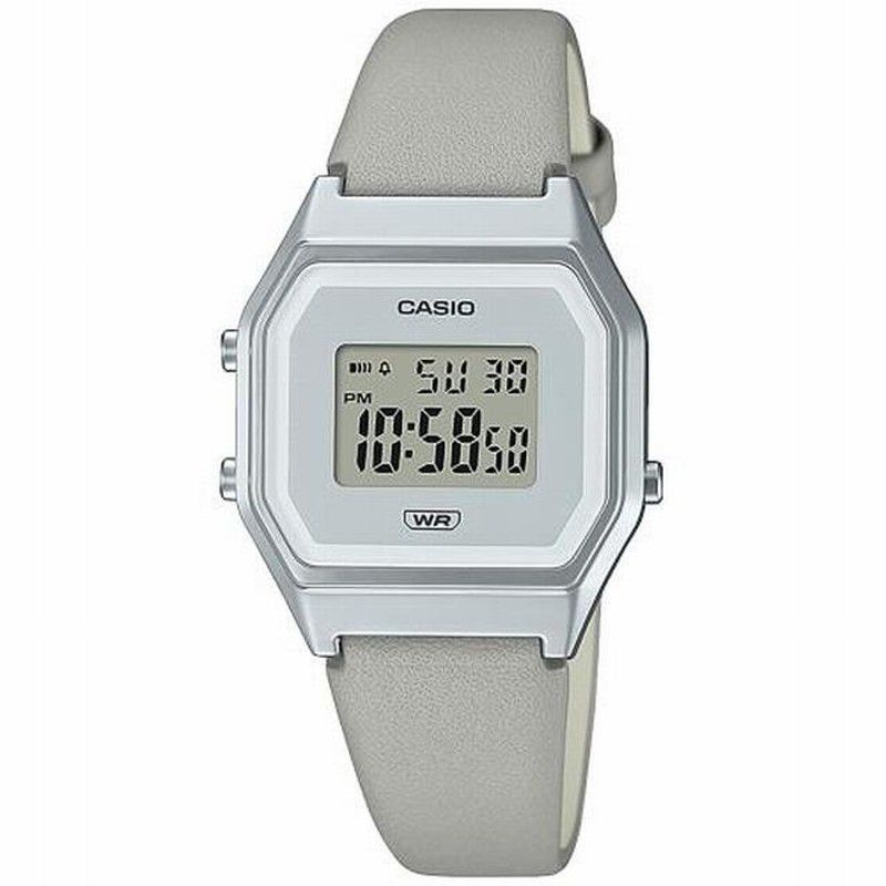 Reloj Casio digital vintage mediano LA680 plateado con piel color