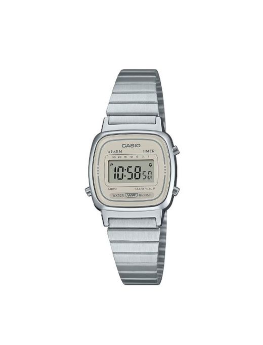 Reloj Casio digital vintage pequeño en acero con esfera color crema