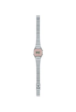 Reloj Casio digital vintage pequeño en acero con esfera rosa pastel