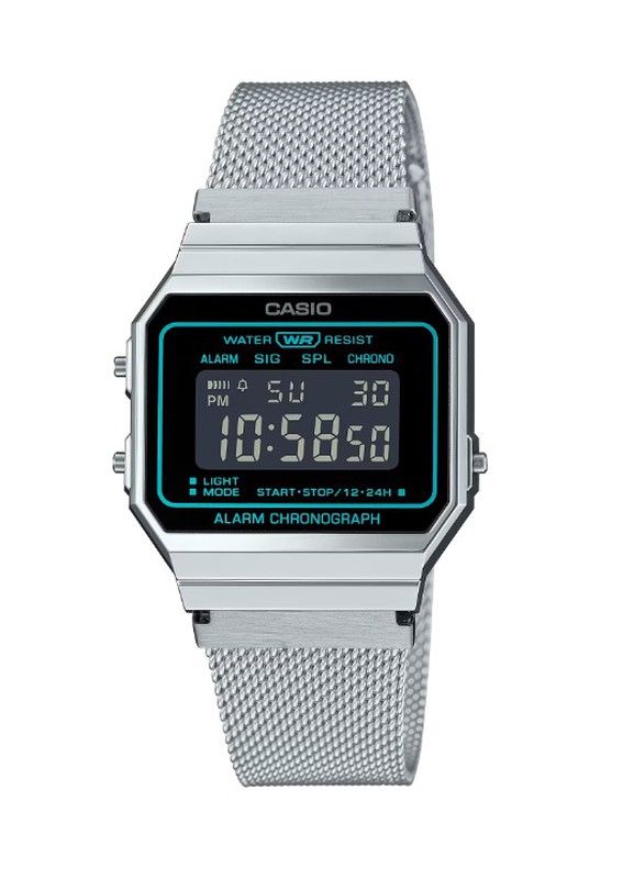 Casio Vintage Digitaluhr mit mattiertem, negativem Zifferblatt
