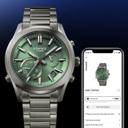 Reloj Casio Edifice EQB-1300 Crono Solar Ip Gris esfera verde