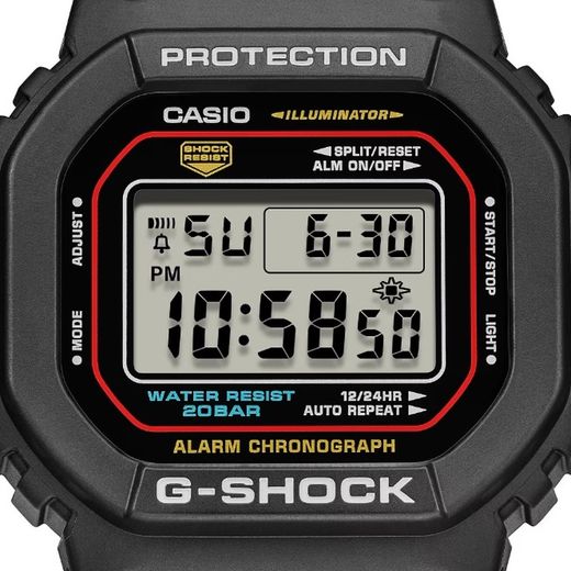 Montre Casio G-Shock DW-5600 avec signaux radiofréquence en noir