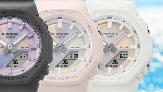 Casio G-Shock GMA-P2100 Uhr in Grau mit polarisiertem lila Zifferblatt