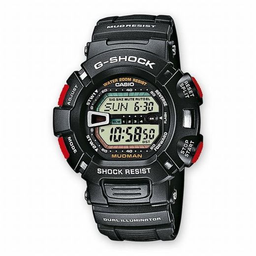Reloj Casio G-Shock Mudman con detalles en rojo