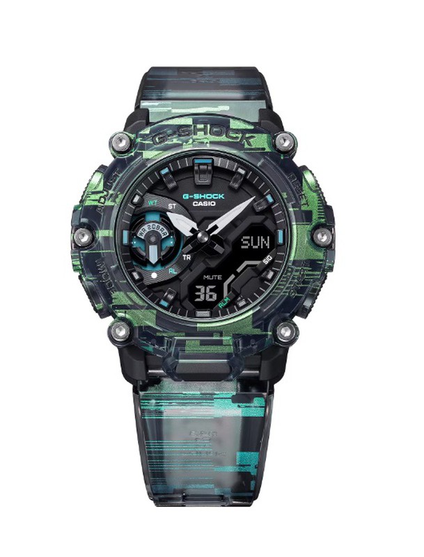 Reloj Casio Gshock transparente circuitos verdes GA2200NN1AER