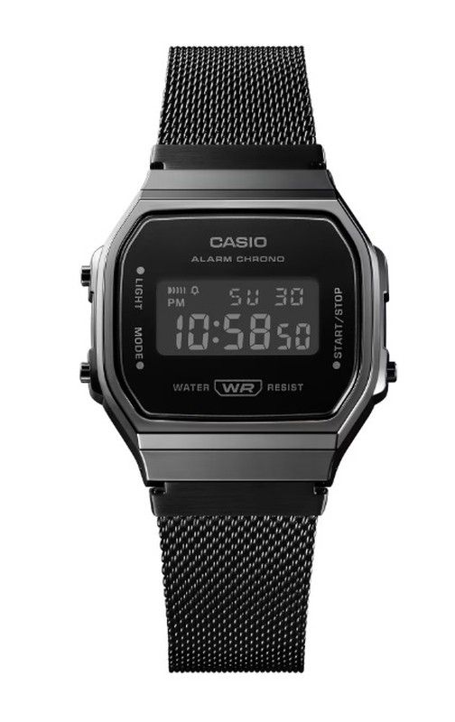 Montre numérique unisexe Casio avec boîtier et bracelet Ip noirs et tapis