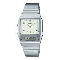 Reloj Casio unisex doble uso horario con esfera blanca